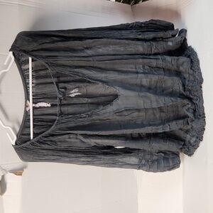 EUC Free People One Women's Sz XS/S Boho See through Blouse oversized